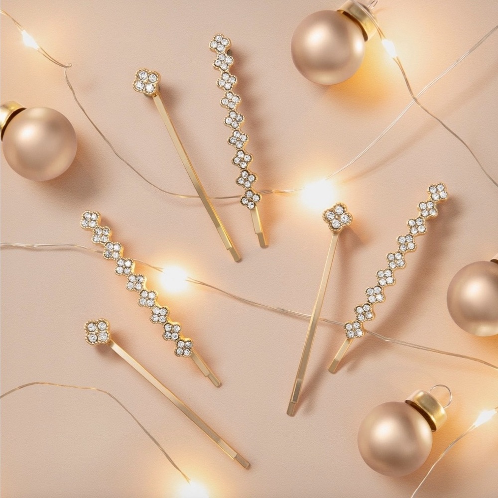 Gold and Crystal Hair Pins